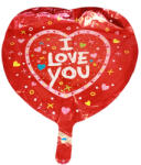 Flexmetal Fólia lufi, 18"/45 cm, szív, konfetti mintával, I LOVE YOU