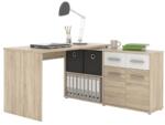 Mobikon Birou PC din pal maro stejar sonoma alb Rafael 138x139x77 cm (0000185325)