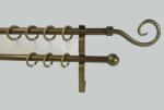  16 mm Ø Sopron karnis szett, 2 soros, bronz, lapostartóval (120 cm)