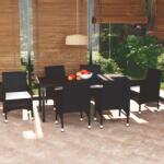 vidaXL Set mobilier de grădină cu perne, 7 piese, negru, poliratan (3094977) - vidaxl