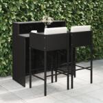 vidaXL Set mobilier bar de grădină cu perne, 3 piese, negru, poliratan (3094807) - vidaxl