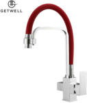 Getwell Pelikan-R, 3 utas, kihúzható zuhanyfejes Konyhai Csap Víztisztítókhoz Piros színben (GW231C-RED)