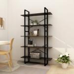 vidaXL Bibliotecă cu 5 rafturi, negru, 100x30x175 cm, lemn masiv pin (3082007) Biblioteca