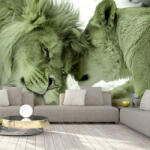 Artgeist Öntapadó fotótapéta - Lion Tenderness (Green) 245x175