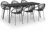 vidaXL Set mobilier de exterior, 7 piese, negru, ratan PVC (3060223)