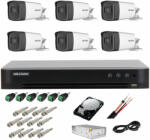 Hikvision Sistem complet supraveghere 5 MP Hiwatch by Hikvision Turbo HD cu 6 camere Bullet IR 40 m, sursa alimentare, HDD 1TB, full accesorii (201901014646)