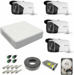 Hikvision Kit complet 4 camere supraveghere exterior 5MP TurboHD Hikvision IR 40M DVR 4 canale sursa alimentare accesorii hard 1TB (201801014718) - rovision
