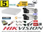 Hikvision Sistem supraveghere video Hikvision 2 camere 5MP Turbo HD IR80m si IR40m DVR Hikvision 4 canale full accesorii (201901014870)