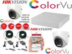 Hikvision Sistem supraveghere profesional Hikvision Color Vu 2 camere 5MP IR20m, DVR 4 canale, full accesorii (201901014905) - rovision
