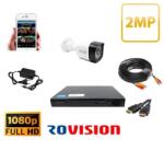 Rovision Sistem supraveghere video complet 1 camera exterior full hd cu IR 40 m oem Hikvision, DVR 4 canale, accesorii (201901014465) - rovision