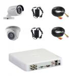 Hikvision Sistem camere supraveghere video mixt complet 2 camere Hikvision full hd cu IR 20 m plug and play, DVR 4 canale, accesorii (201903000045)
