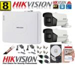 Hikvision Kit supraveghere ultraprofesional Hikvision 2 camere 8MP 4K IR 80M DVR 4 canale accesorii incluse si HDD (201901014962)