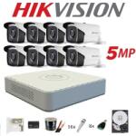 Hikvision Kit complet 8 camere supraveghere exterior 5MP TURBOHD HIKVISION 40 m IR, accesorii+hard 2TB (201801014760) - rovision