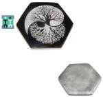  Suport Grid pentru Reincarcare din Selenit Alb Gravat Metatron - Pomul Vietii 98-103x98-103x14-16 mm - 1 Buc