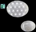 Palm Stone Selenit Alb Gravat Oval - Floare Vietii - 59-63 x 54-56 x 17-20 mm - (XXL) - 1 Buc