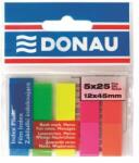 DONAU Jelölőcímke, műanyag, 5x25 lap, 12x45 mm, DONAU, neon szín (D7577) - primatinta