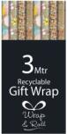  Eurowrap tekercses csomagolópapír (70x300 cm) kraft, virágos, 4-féle (4) (30843-GWC)