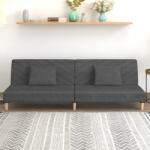 vidaXL Canapea extensibilă cu 2 locuri, 2 perne, gri închis, textil (337593) Canapea
