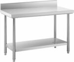 Royal Catering Rozsdamentes acél munkaasztal - ECO - 120 x 60 cm - 137 kg - hátsó perem - Royal Catering- (RCWT-120X60SB)