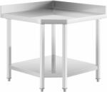 Royal Catering Rozsdamentes acél sarokasztal - ECO - 90 x 70 cm - 300 kg - hátsó perem - Royal Catering (RCCWT-90X70-S)