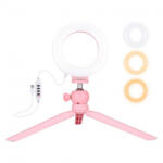 PULUZ Mini Selfie lampa circulara 4.7'' + trepied, roz (PKT3091F)