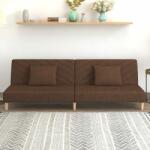 vidaXL Canapea extensibilă cu 2 locuri, 2 perne, maro, textil (337596) Canapea