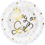 PartyDeco BOY OR GIRL, papír tányér, 23 cm, 6 db/cs