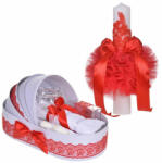  Set lumanare botez si trusou botez in landou fetita Denikos® 883 cu decor elegant dantela Rosie NKO5312 (NKO5312)