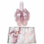  Set Trusou cu mesaj si Lumanare botez personalizata pentru Fetita cu decor roz pudra Denikos 787 - NKO5216 (NKO5216)