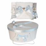  Pachet trusou de botez si cutie trusou cu fundita bleu cu buline si ingeras Denikos® 19 pentru Baietel - NKO1650 (NKO1650)