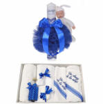  Set Trusou botez cu mesaj si lumanare botez personalizata pentru Baieti cu decor albastru iepuras Denikos® 791- NKO5220 (NKO5220)