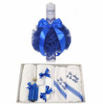  Trusou botez cu mesaj si lumanare botez personalizata cu decor albastru pentru Baieti Denikos 785 - NKO5214 (NKO5214)