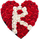 Colorissima Litera R din Trandafiri in Cutie in Forma de Inima - colorissima - 99,00 RON