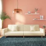 vidaXL Canapea extensibilă cu 2 locuri, 2 perne, crem, textil (337607) Canapea