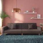 vidaXL Canapea extensibilă cu 2 locuri, 2 perne, gri taupe, textil (337614) Canapea
