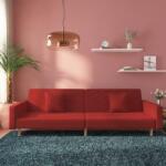 vidaXL Canapea extensibilă cu 2 locuri, 2 perne, roșu vin, catifea (337633) Canapea