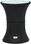 vidaXL Masă laterală de grădină, formă de tobă, negru, poliratan (48150)