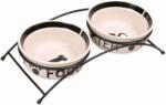 TRIXIE set de 2 castrone ceramice in suport metalic acoperit cu praf negru (2 x 0.6 l, ø15 cm)