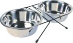TRIXIE set de 2 castroane inox cu suport (2 x 1.8 liter | 20 cm) (24833)