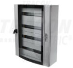  Tracon TGE607520 Maszkolt fém szekrény, 96 modul, 4 sor, átlátszó ajtóval, 750x600x200, IP54, falon kívüli (TGE607520)