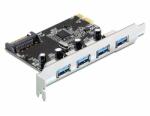 Delock PCI Express kártya > 4 x USB-A 3.0, telepítő CD-vel (89297)