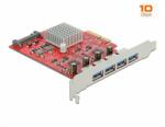 Delock PCI Express x4 Kártya - 4 x külső SuperSpeed USB 10 Gbps (USB 3.2 Gen 2) USB A-típusú hüvely (90481)