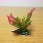 Plantă artificială de acvariu cu frunze ondulate în degrade verde - roz (13 cm)