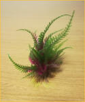 Ferigă din plastic cu bază, decorație pentru acvariu cu frunze bordo-verzi (15 cm)