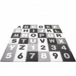 SPRINGOS Ábécés, számos, puzzle szőnyeg gyerekeknek, 175x175 cm, fehér, szürke, fekete (FM0019)