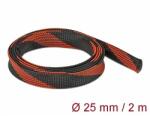 Delock Fonott kábelharisnya nyújtható 2 m x 25 mm fekete-piros (20748) - dellaprint