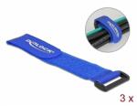 Delock Befűzős kábelkötegelő tépőzárral hossza 280 mm, szélessége 38 mm, 3 db. Kék (19536) - dellaprint
