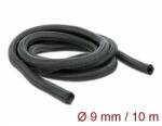 Delock Fonott kábelharisnya önzáródó 10 m x 9 mm fekete (18921)