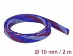 Delock Fonott kábelharisnya nyújtható 2 m x 19 mm kék-piros-fehér (20746) - dellaprint
