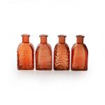  Váza palack üveg 13, 5x6, 5cm narancssárga 4 féle, 1db (40564)